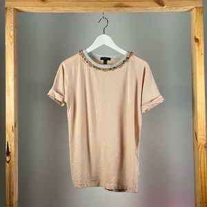 JCREW oversized embellished neckline t